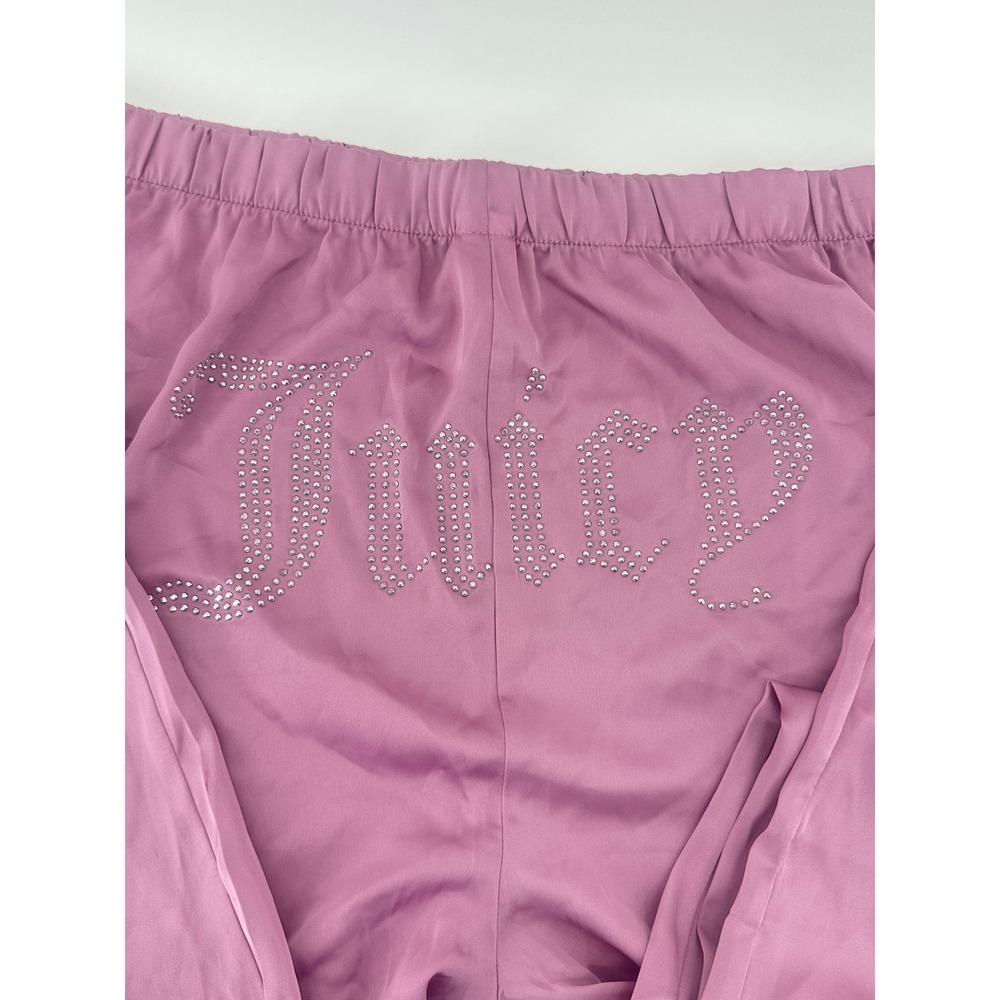 Juicy Couture Pink Satin Rhinestone Logo Pajama Pants XL Sleepwear Y2K